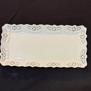Grace’s Teaware Victorian Lace White Serving Jewelry Platter HTF Cottagecore 14”